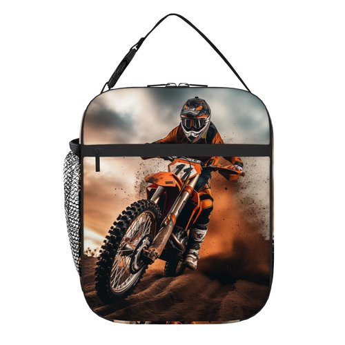 DOINBEE Dirt Bike Motocross Lunch Bag for Boys Kids Men, Funny Motorcycle Rider Reusable Lunch Box, Portable Insulated Food Container Lunch Cooler Handbags for School Work Beach Picnic Travel