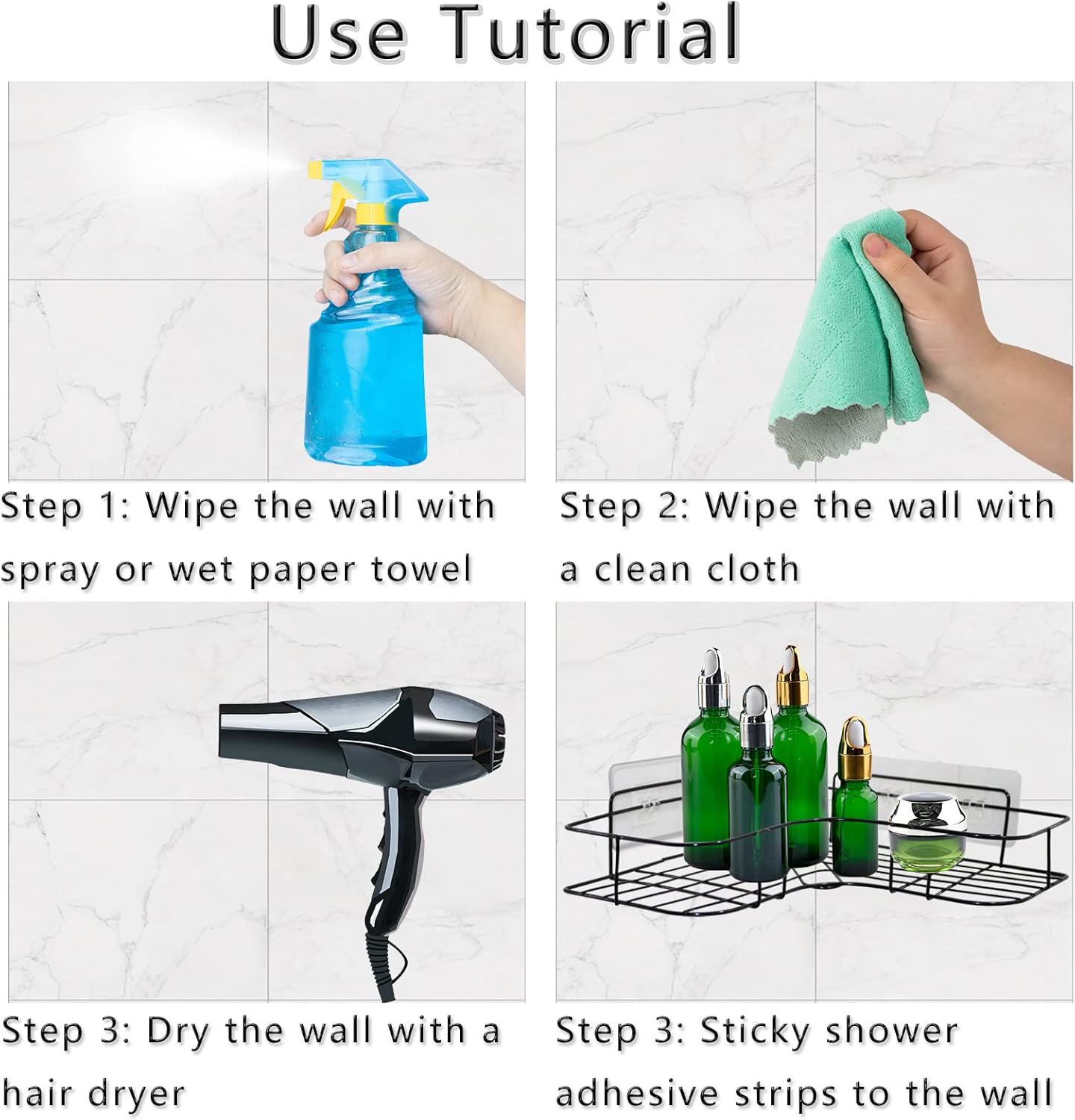 Skiennix Shower Caddy Adhesive - Strong Transparent Replacement Pads | No Drilling, Ideal for Bathroom & Kitchen Storage