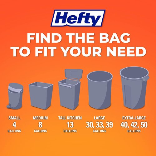 Hefty Small Trash Bags - Ocean Water Scent | 4 Gallon Size | 34 Count Pack