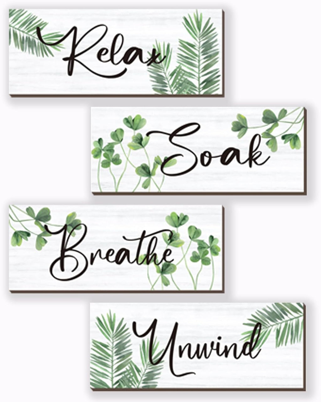 Skiennix Farmhouse Bathroom Wall Decor - Relax, Soak, Unwind Wooden Sign | Rustic Green Art 10x4 Inch