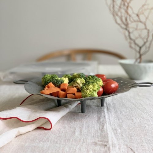 Korean Made Silicone Steamer Basket 10' Size, Silicone Steamer Insert for Pot Flexible Design (Gray) Stocking Stuffer