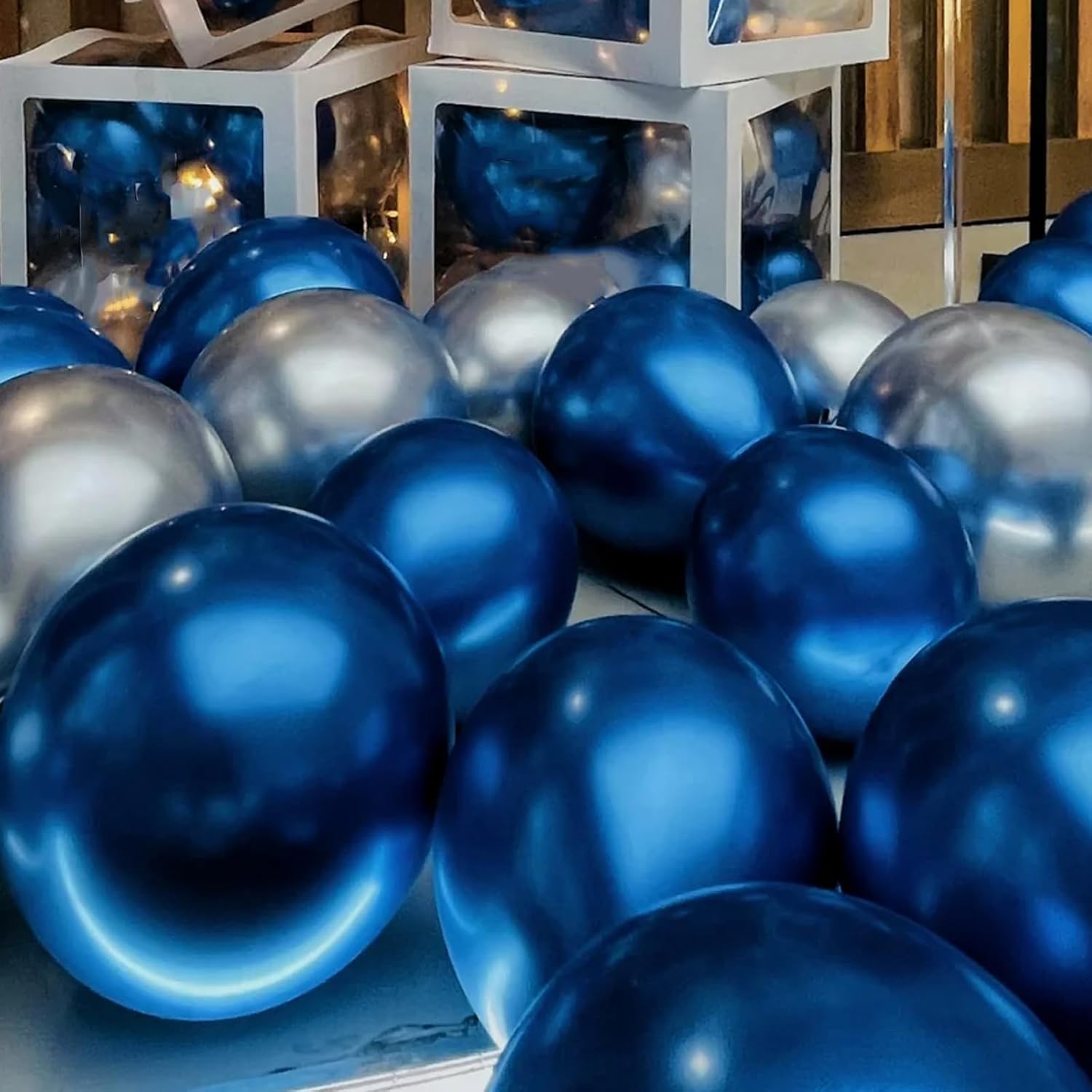 Voircoloria Metallic Blue Balloon Garland Kit - 90 Pack in 5/10/12/18 Inch Sizes for Graduation, Weddings & Parties