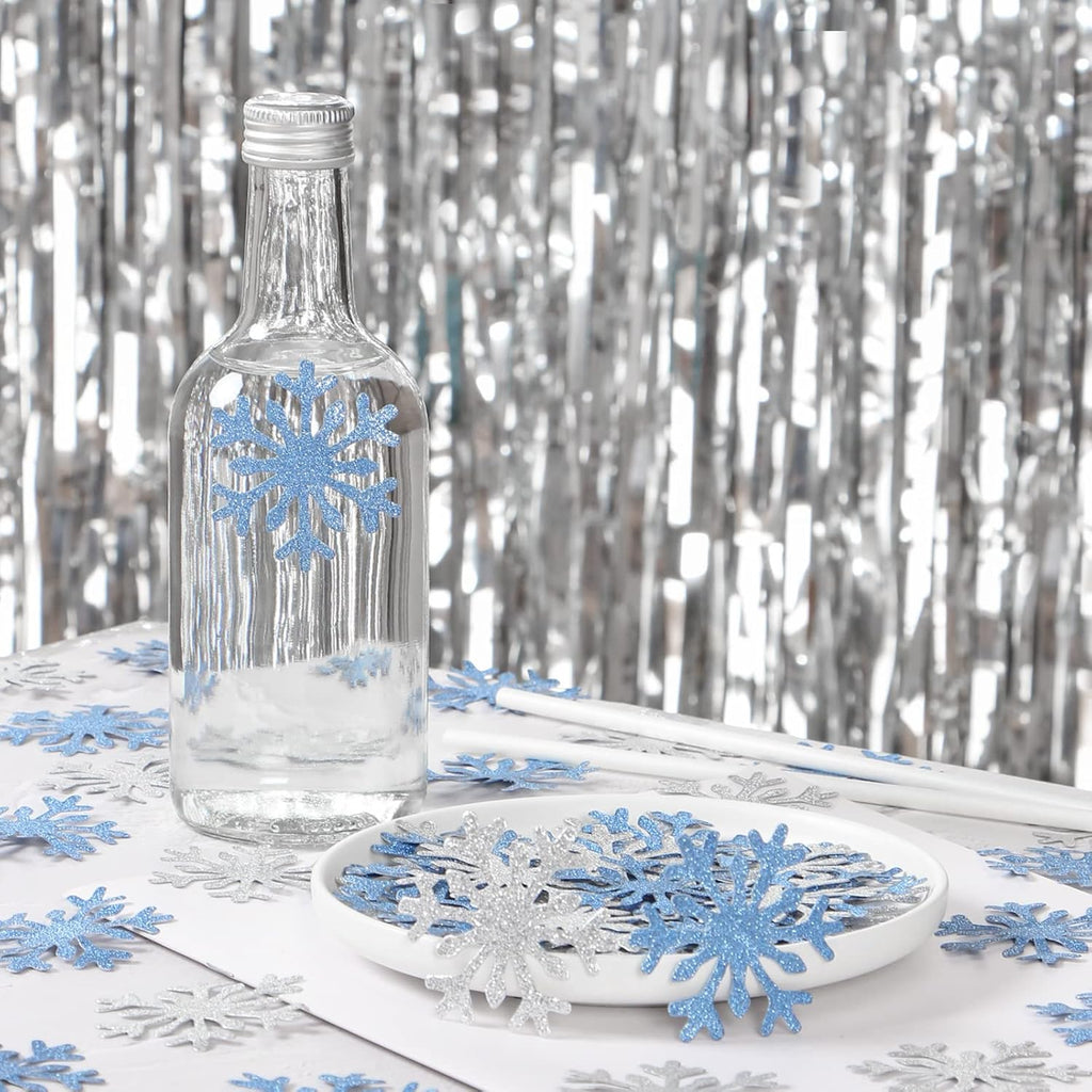 Snowflake Snow-White Party Decorations - 100pcs Glitter Paper Confetti for Winter Wonderland Celebrations
