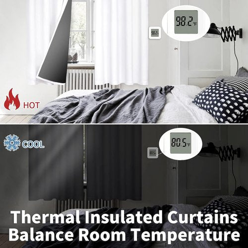 BGment Blackout Curtains - Thermal Insulated Room Darkening Drapes, 2 Panels, 42 x 63 Inch, White & Black