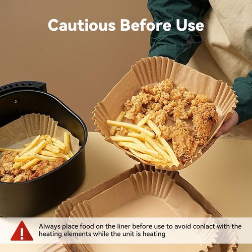 Koja Disposable Parchment Air Fryer Liners - 200 Pcs Non-Stick 8 Inch Baking Paper for Easy Clean & Heat Resistance