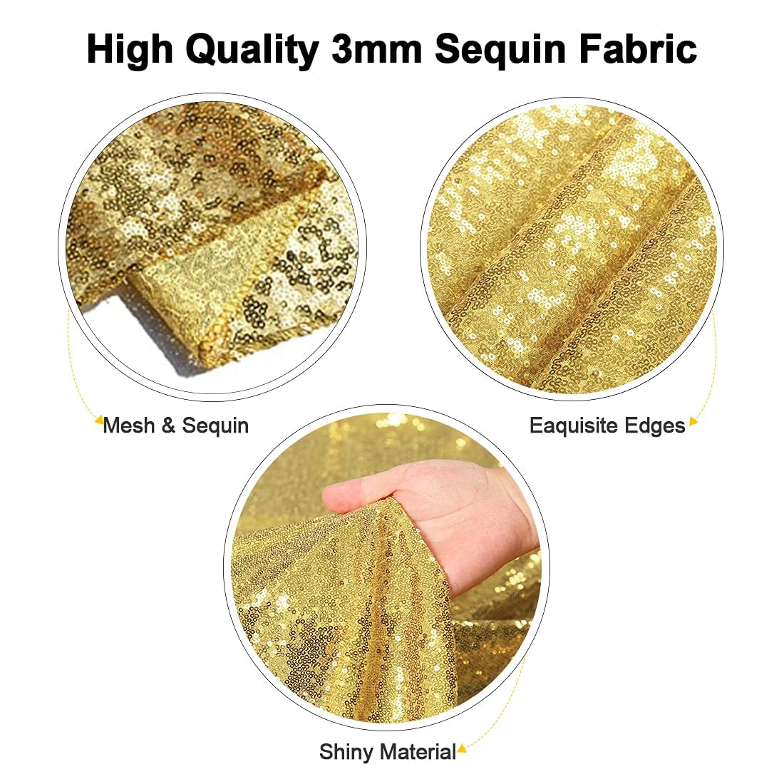 Juya Delight 10 Pack 12" x 72" New Gold Sequin Table Runner for Party Dinner Banquet Festival Wedding Anniversary Exhibition Dessert Table…