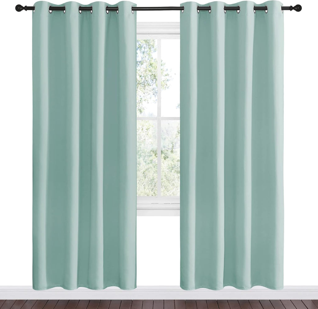 NICETOWN Aqua Blue Blackout Curtains - Sound Reducing Heat & Cold Blocking | 55" Wide x 78" Long (2 Pieces)