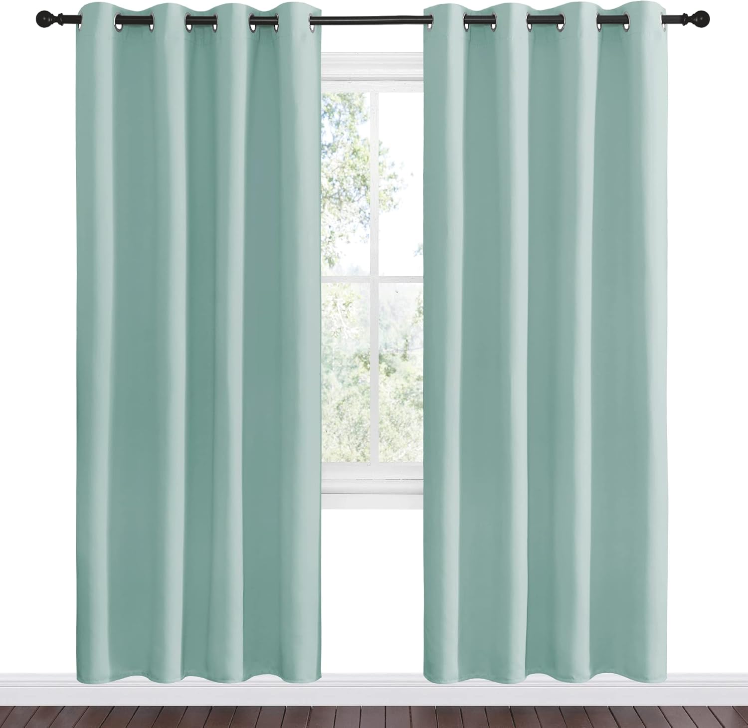 NICETOWN Aqua Blue Blackout Curtains - Sound Reducing Heat & Cold Blocking | 55" Wide x 78" Long (2 Pieces)