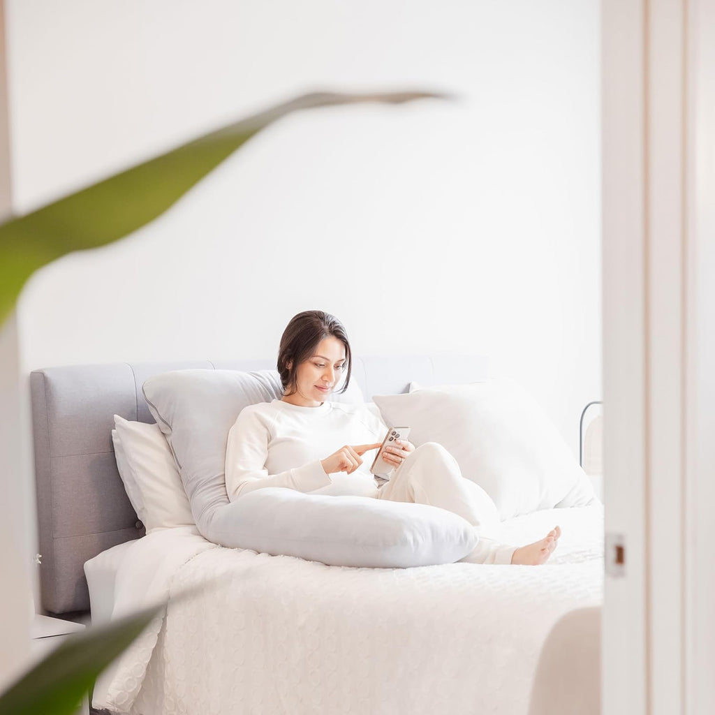 Regalo Premium U-Shaped Pregnancy Pillow - Ultra Soft Full Body Support for Sleeping & Feeding | Grey Removable Cover