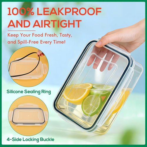 Large Food Storage Containers by [Brand Name] - BPA-Free, Airtight & Leakproof | 6 Pack, Various Sizes (85oz/50oz/34oz)