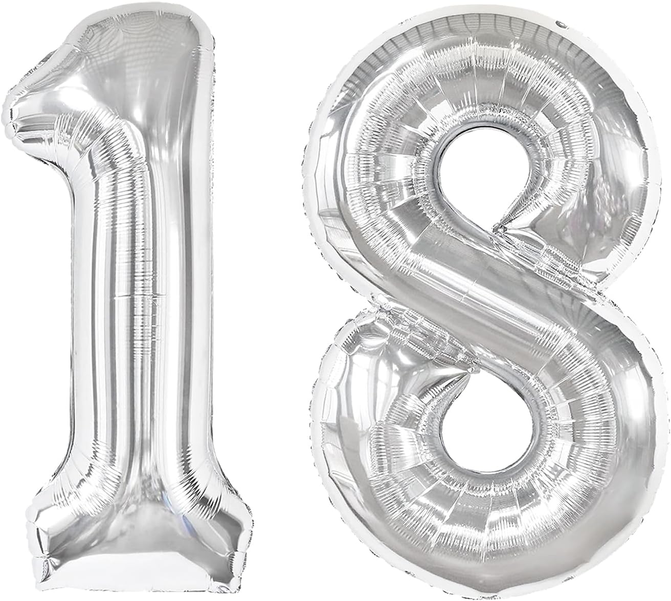Silver Number 18 Balloon - 40 Inch Metallic 18th Birthday Decoration for Kids & Adults