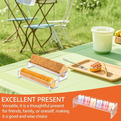 4PCS Cracker Tray Clear for Serving, Acrylic Biscuit Stand Macaron Display Tray, Rectangular Food Display Server Holder for Countertop in Home, Wedding, Party (4PCS Clear)