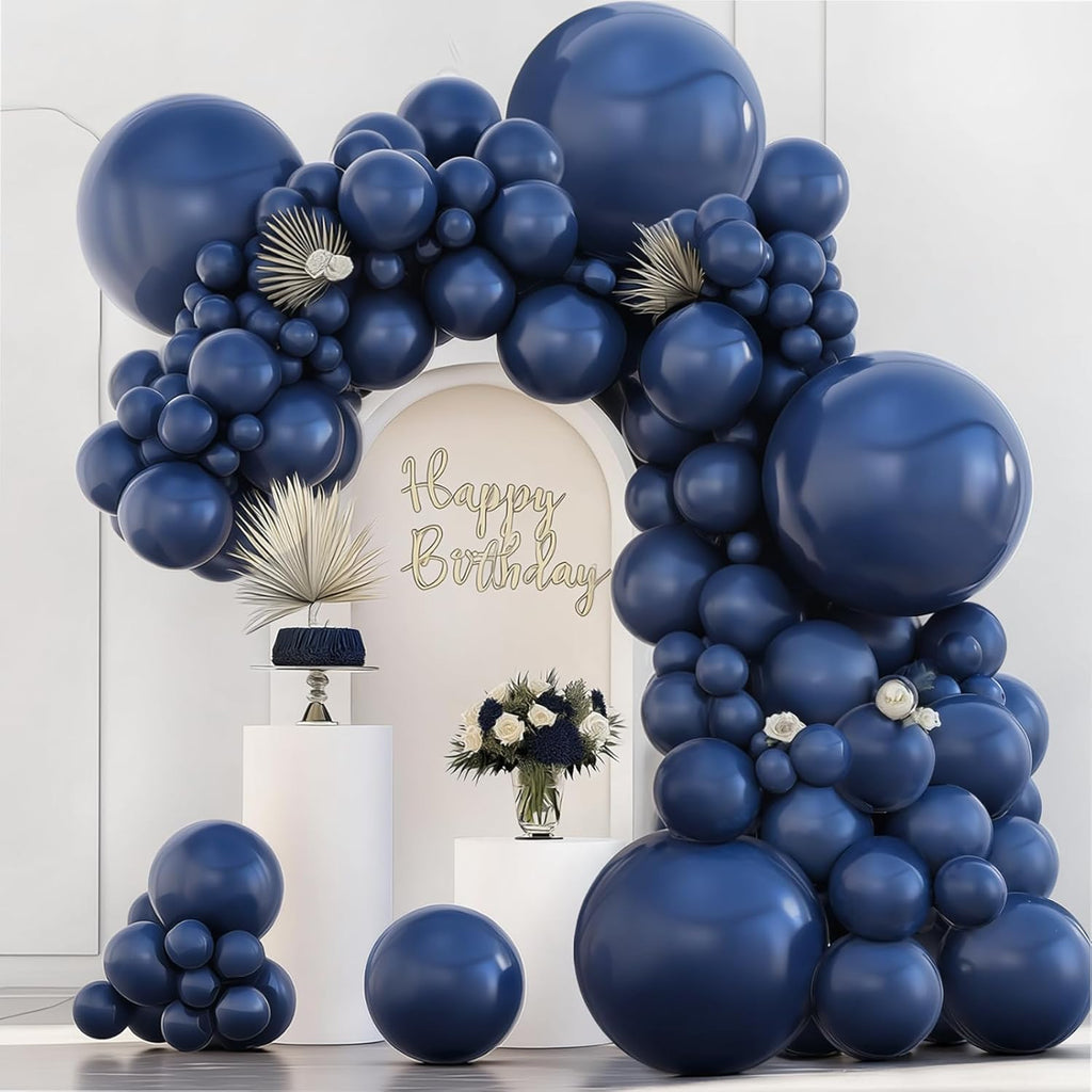 Skiennix Navy Blue Balloon Arch Kit - 133pcs Dark Blue Latex Balloons in Various Sizes for Parties & Events