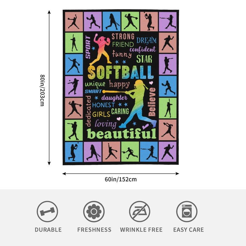 Softball Gifts for Girls, Softball Blanket 60''x80'', Girls Softballs Gifts, Birthday Softballs Gift for Teen Girl Blanket Soft Cozy Flannel Throw Blankets Gift for Sport Lovers Home Decor