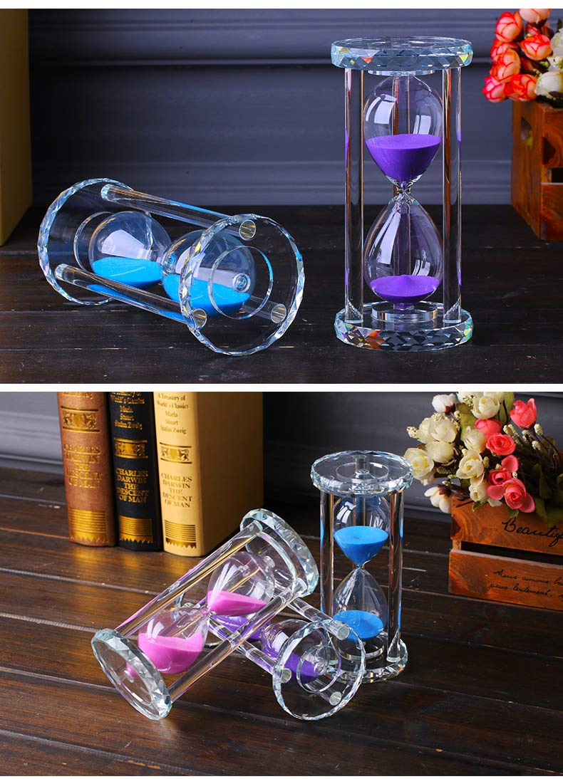 Lonovel 60 Minutes Hourglass Timer,Crystal Sand Timer Diamond Carving Surface,Good for Kitchen Office Desk Coffee Table Book Shelf Cabinet Decor Christmas Birthday Present Gift Box Package,(Purple)