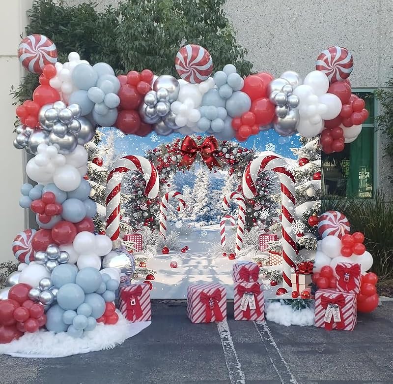 7x5ft Merry Christmas Candy Cane Backdrop for Photography, APDECCLK