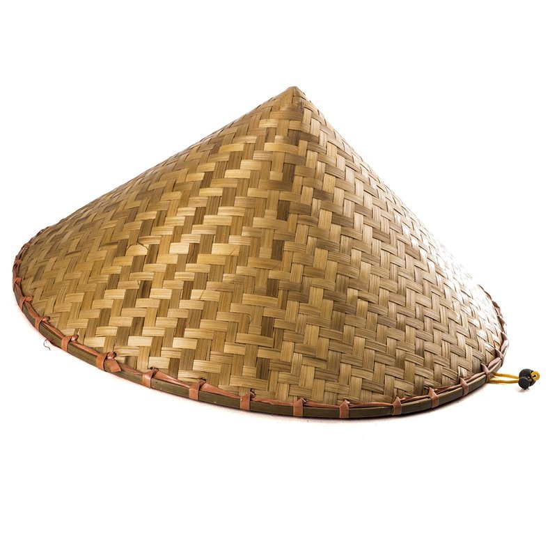 Funny Party Hats Asian Conical Hat - Rice Farmer Hat With Bamboo Design