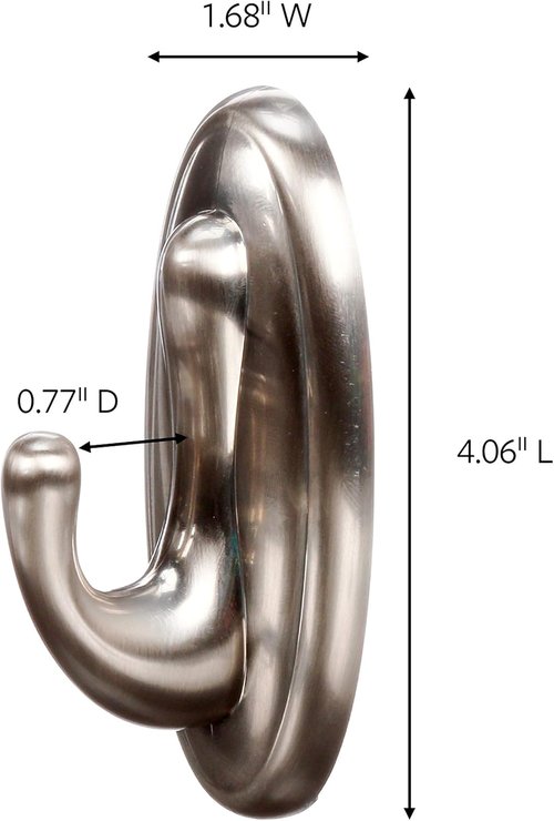 3M Command Large Plastic Hook - Brushed Nickel Finish for Easy Hanging Solutions