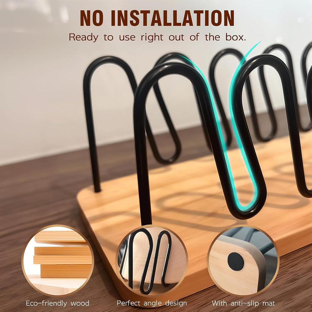 UdoUto Hat Organizer for Baseball Caps - 2 Pack | Space-Saving Wood & Metal Rack Holds 14 Caps