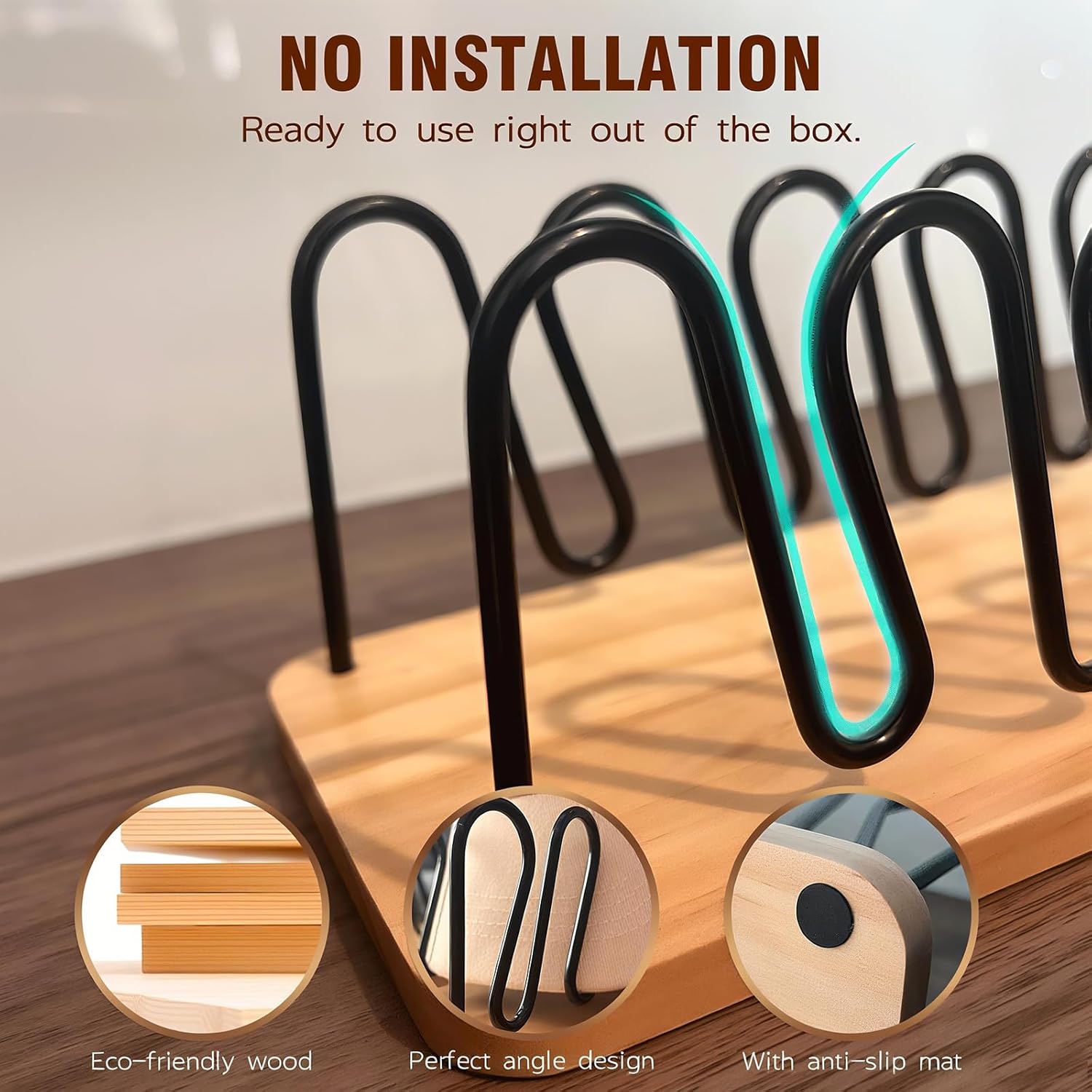UdoUto Hat Organizer for Baseball Caps - 2 Pack | Space-Saving Wood & Metal Rack Holds 14 Caps