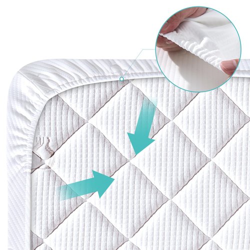 Crib Mattress Protector Sheets Fitted Waterproof Crib Mattress Pad Cover, Noiseless & Machine Wash 100% Absorbent Crib/Toddler Mattress Protector Sheet Quilted, White, 52" x 28" x 8.6"