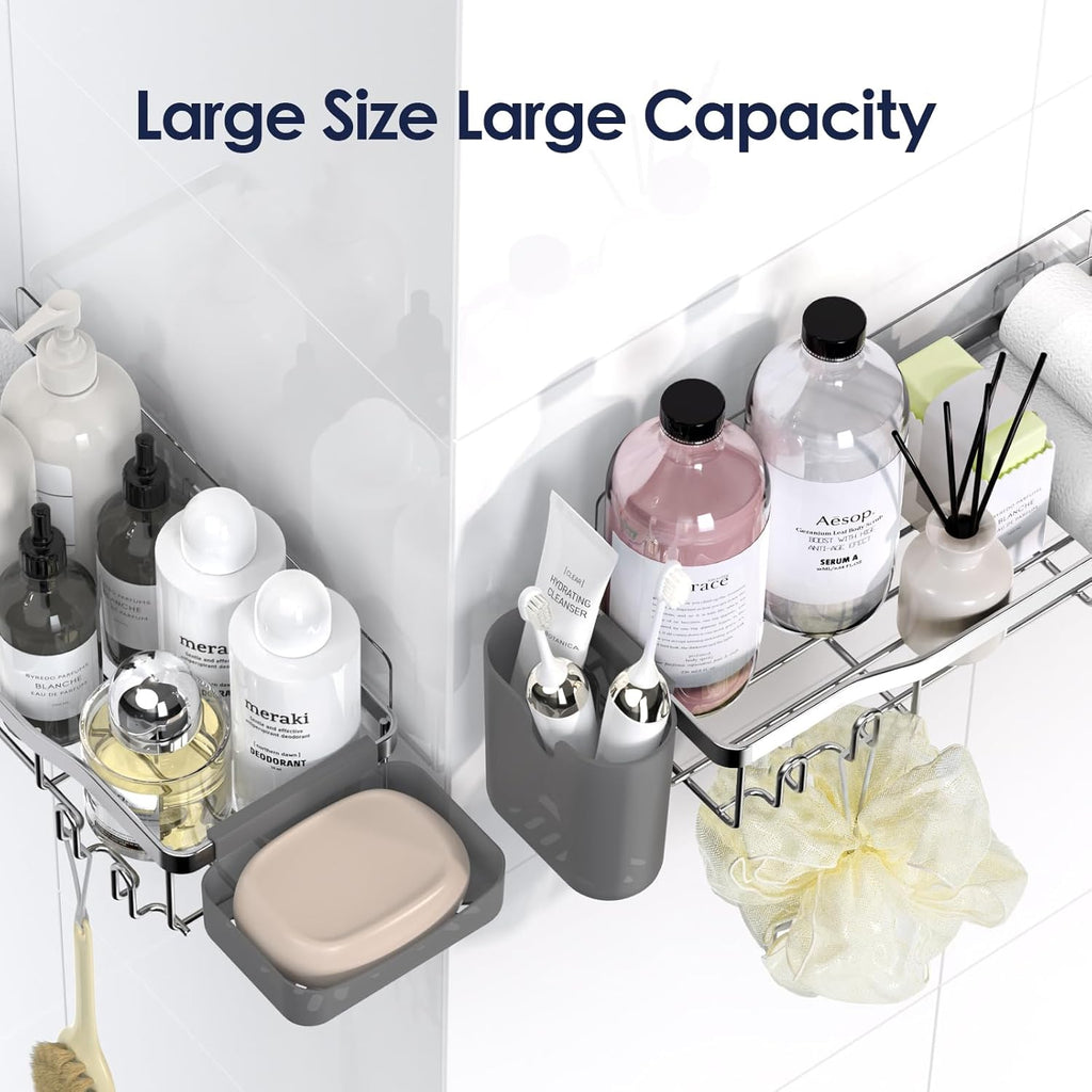 NESOMI Shower Caddy - Rustproof Stainless Steel Organizer with Large Capacity | No-Drill 8-Pack