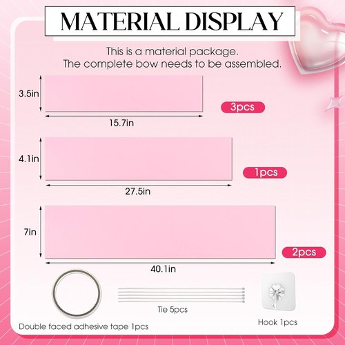 Giegxin Large Pink Bow Set - 3D Decorative Bows for Weddings, Parties & Gifts | 12, 20, 30 Inch Sizes