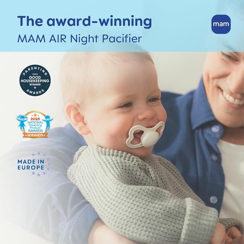 MAM Air Pacifier - Extra Air Flow for Sensitive Skin, Glows in The Dark | BPA-Free Silicone, 4 Count