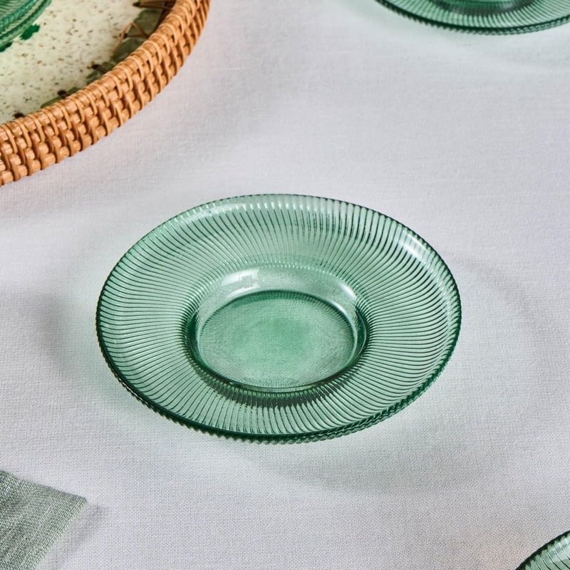 KARACA Juliet Turkish Tea Cups Set of 12, 170ml/5.74oz Turkish Tea Glasses with Green Detail Saucers for 6 People, Ideal Glass Set for Mother's Day and Housewarming