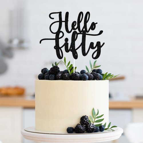 Hello Fifty | 50 & Fabulous Cake Topper - Celebrate 50 Years with Stylish Birthday Decorations