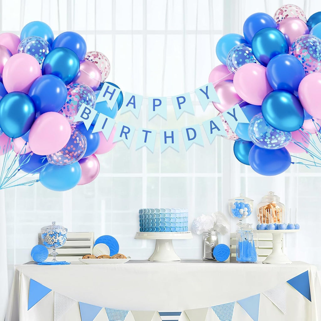 Skiennix 60pcs Pink & Blue Balloons - 12 Inch Metallic Confetti for Gender Reveal & Baby Shower Decor