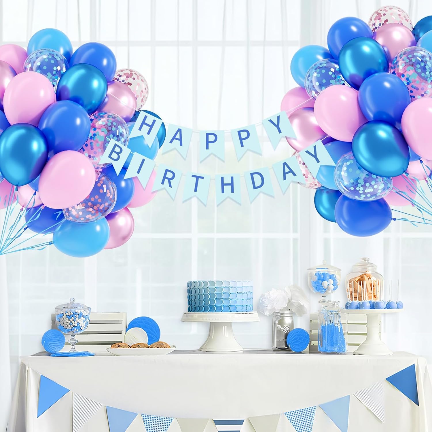 Skiennix 60pcs Pink & Blue Balloons - 12 Inch Metallic Confetti for Gender Reveal & Baby Shower Decor
