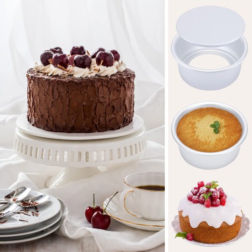 AWTBDP 4 Inch Round Cake Pan Set of 8, Nonstick Aluminum Baking Pans with 100 Sheets Parchment Paper, Easy Pop Out Removable Bottom Cake Pans for Mini Cheesecakes, Dessert, Pizzas and Quiches
