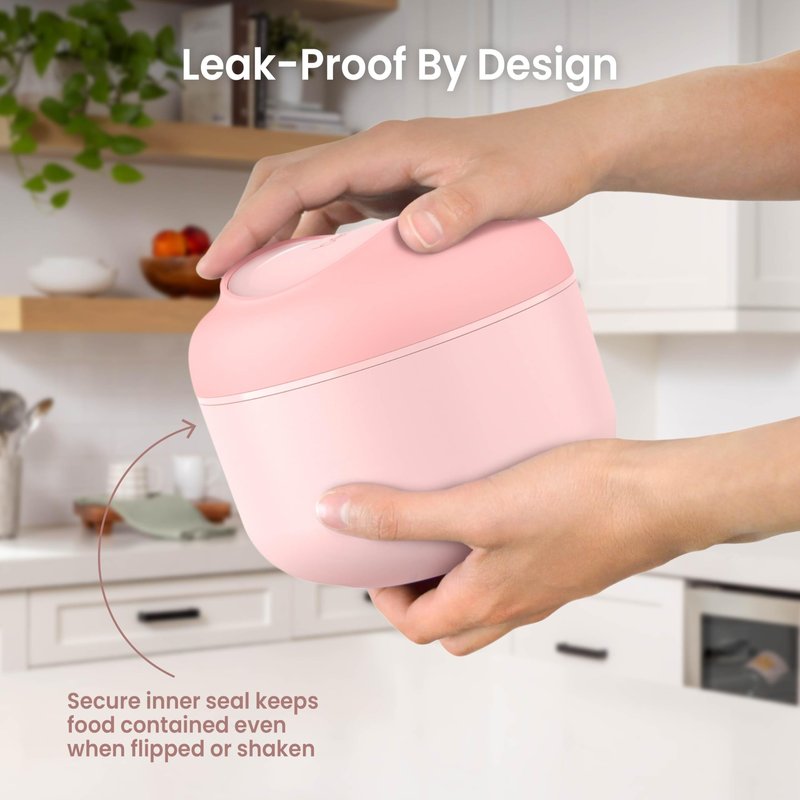 Bentgo Bowl - Insulated Leak-Resistant Bowl with Snack Compartment, Collapsible Utensils and Improved Easy-Grip Design for On-the-Go - Holds Soup, Rice, Cereal & More - BPA-Free, 21.2 oz (Blush)