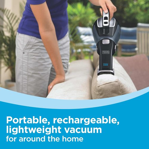BLACK+DECKER 20V Cordless Hand Vacuum - Powerful Suction with Extendable Crevice Tool & Flip-Up Brush