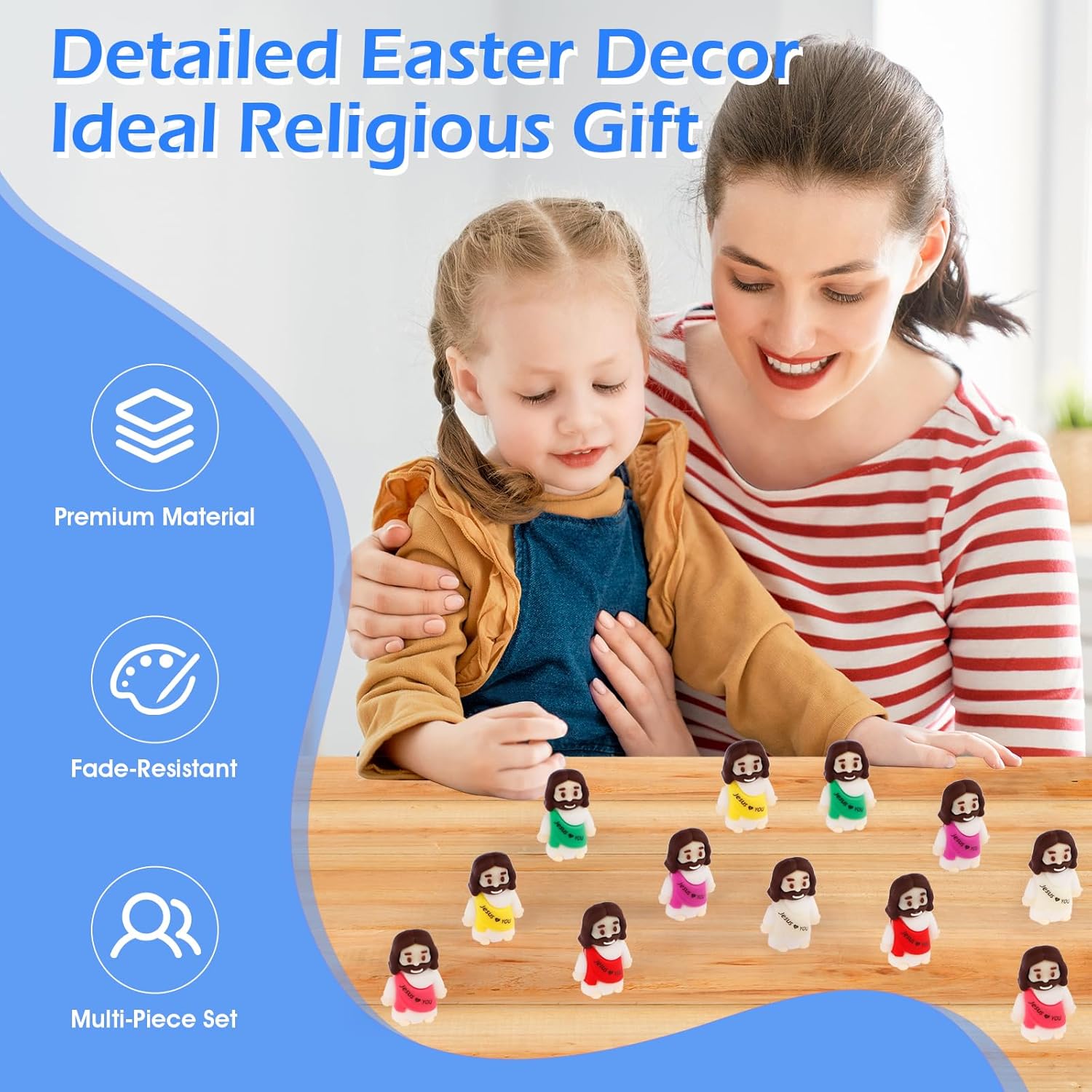 Skiennix 200PCS Little Jesus Figurines - Colorful Mini Religious Gifts for Easter Egg Stuffers