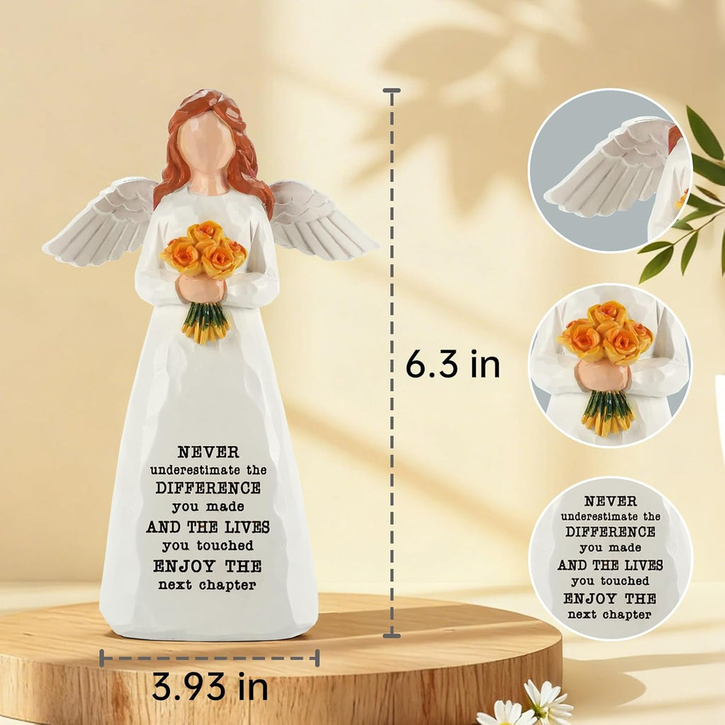 Regine Switzerland Retirement Gift - Elegant 5.9” Handcrafted Resin Angel Figurine | Perfect for Coworkers, Nurses, and Teachers