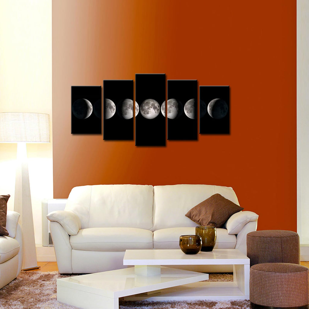sechars Moon Phases Canvas Wall Art Decor Black and White Lunar Moon Pictures Paintings for Home Office Decorations Framed Ready to Hang