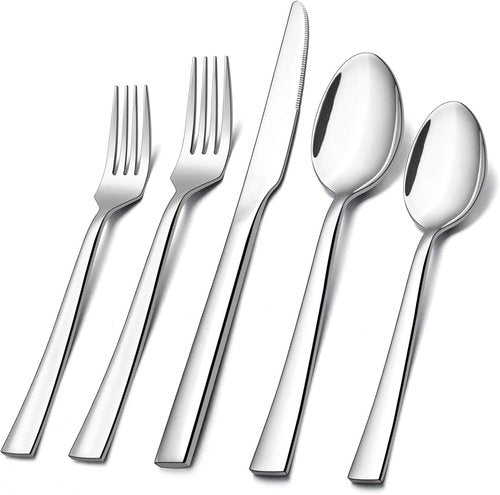 E-far 60-Piece Stainless Steel Silverware Set - Service for 12 | Elegant Cutlery for Home & Parties