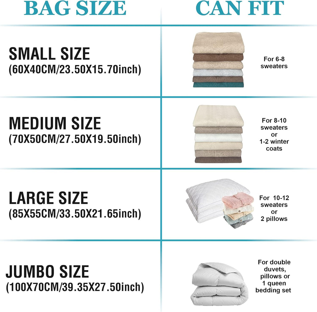 Roomimaster Vacuum Storage Bags - Jumbo Space Saver for Clothing, Bedding & Travel | 10 Pack