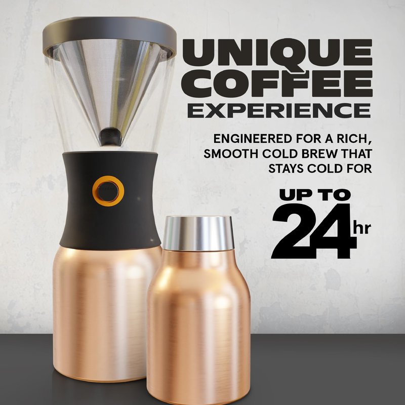 asobu Cold Brew Coffee Maker, Award-Winning 40oz Insulated Cold Brew Brewer with Portable Stainless Steel Carafe – No.1 Europe Coffee Fest Winner, Leakproof, BPA-Free, Keeps Cold 24H