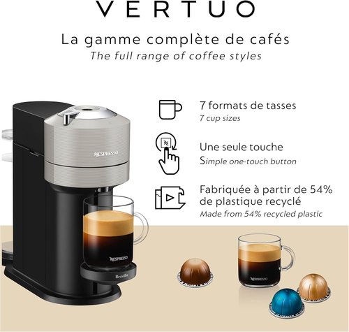 Breville Nespresso Vertuo Next Coffee & Espresso Maker - Includes Aeroccino Milk Frother