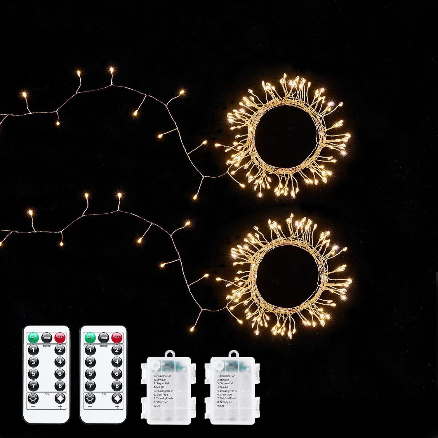 Skiennix Fairy Lights - 5Ft 60 LEDs Battery Operated Twinkle Lights with Remote | Warm White Copper Wire for Indoor/Outdoor Decor