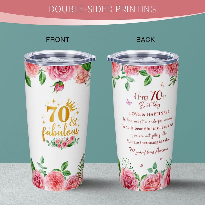Cwutoba 70th Birthday Gifts for Women, Gifts for 70 Year Old Woman, 70th Birthday 20oz Tumbler, 1956 Bday Gift for Women, 70th Bday Gift Ideas