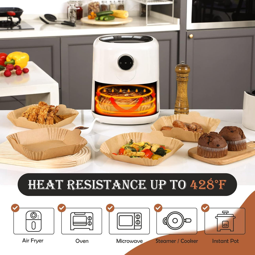 Skiennix 120 PCS Air Fryer Disposable Paper Liners - 8-Inch Non-Stick Parchment for Frying & Baking