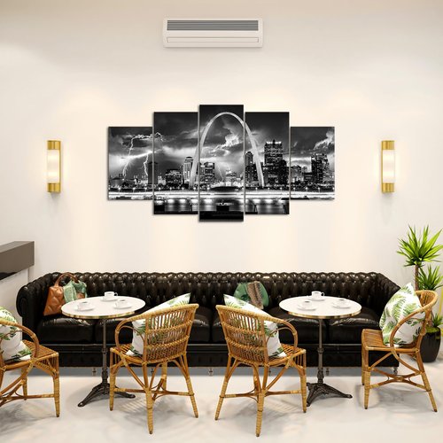 FuShvre St Louis Wall Decor Skyline Canvas Art Pictures Black and White City Prints Living Room Bedroom Framed Large