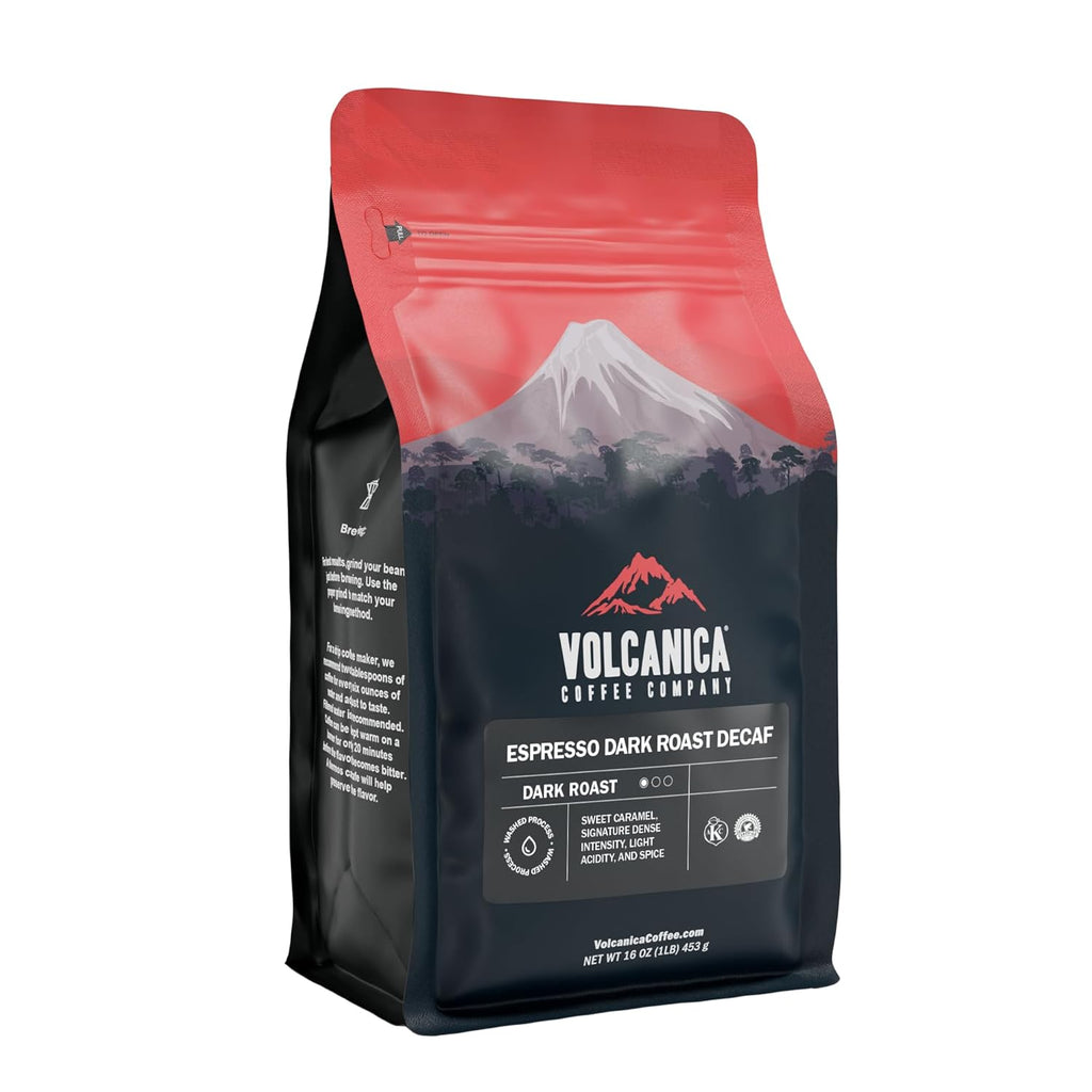 Volcanica Espresso Beans - Decaf Dark Roast Whole Bean Coffee | Bold Sweet Flavor, 16 oz