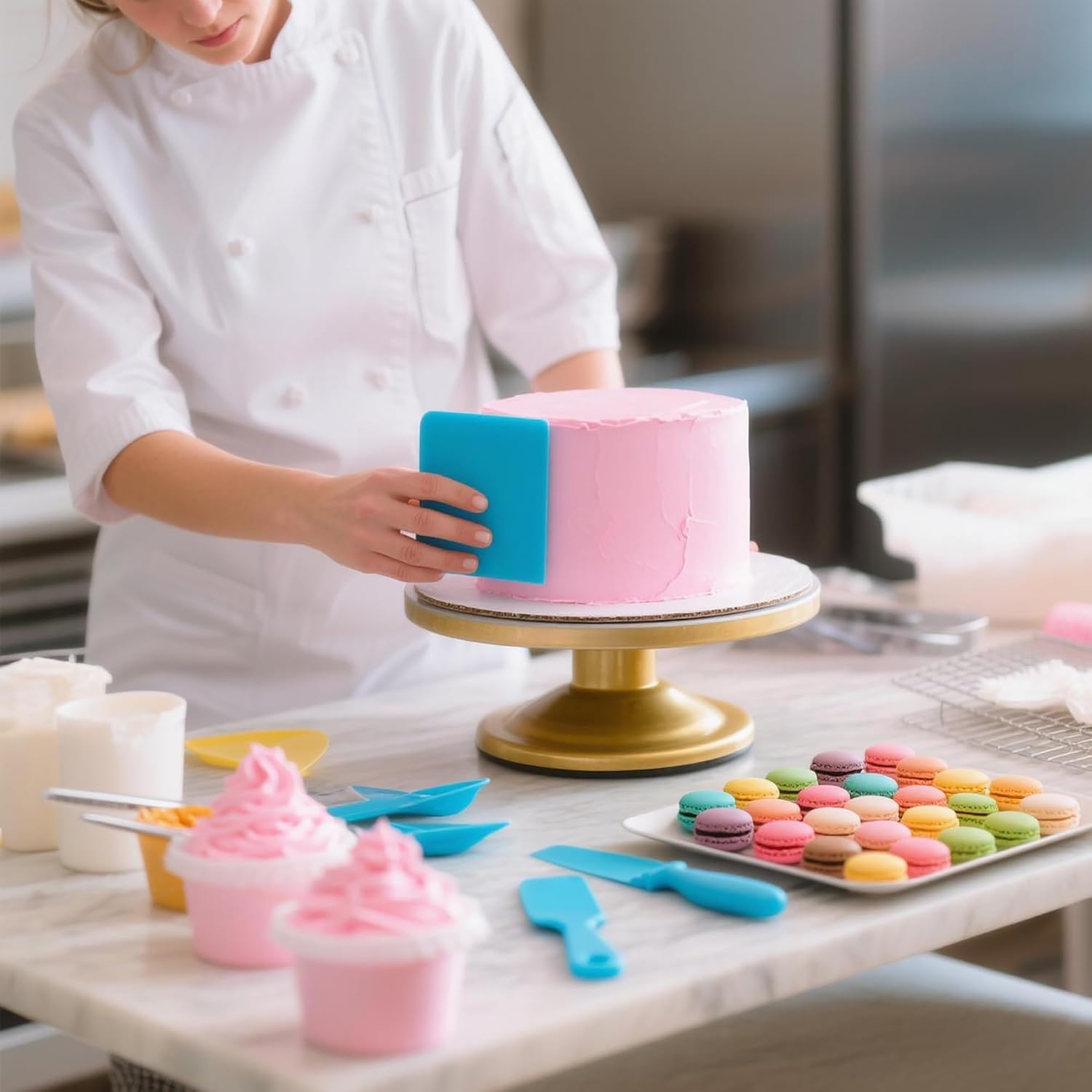 Skiennix Piping Bags and Tips Set - 100pcs Pastry Decorating Kit with 16 Tips & 3 Scrapers (12 Inch)