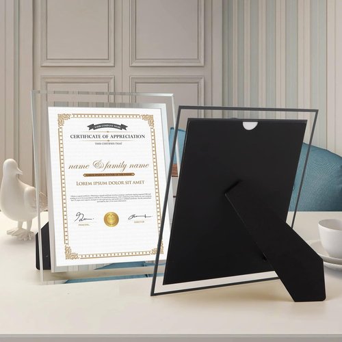 Hoikwo 8.5x11 Picture Frames - 6 Pack Silver Glass Frames for Diplomas & Awards | Tabletop Display