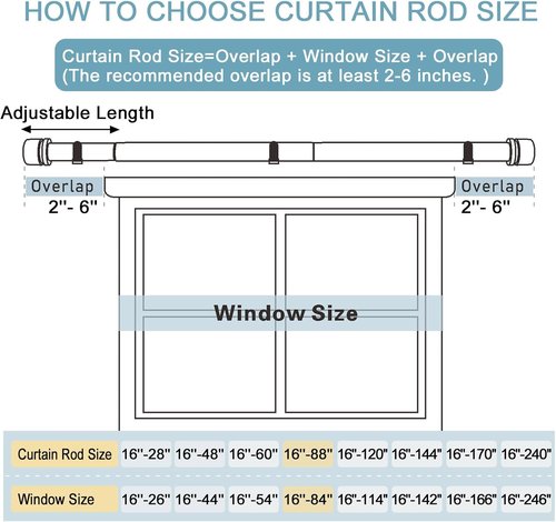 Byondeth Adjustable Curtain Rods for Windows - 16 to 88 Inches, 1 Inch Diameter, Flash Gold Finish